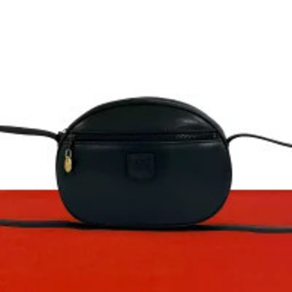 Celine Blazon Triomphe Leather Shoulder Bag Navy Blue